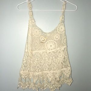 Cream woven cover up